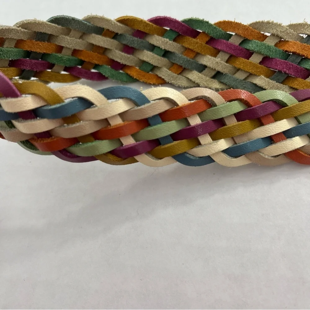 🔥 Vintage 90s Multicolor Braided Leather Belt 🔥
